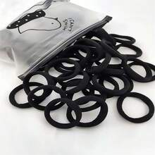 20/50/100/200pcs Women's Black High Elasticity Rubber Band Hair Ties For High Ponytail - Black - View 1