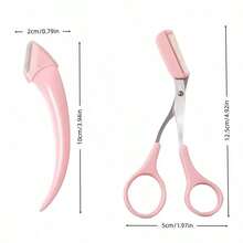 1 Set Pink Eyebrow Trimming Kit With Eyebrow Comb, Women's Professional Eyebrow Shaping Tool, Suitable For Daily Grooming, Travel, Hair Salon Use, Travel Essential, Back To School Gift, Perfect Gift For Women And Girls - Multicolor - View 8