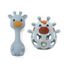 2pcs/Set Silicone Giraffe Rattle Toy Set, Sand Shaker Rattle + Hollow Ball Rattle, Easy To Grip And Clean, Toy Set Loved By Both Baby Boys And Girls, Newborn Gift, Christmas And Halloween Gift - Multicolor - View 7