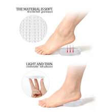 1 Pair Soft Half-Size Heel Pads, Unisex Self-Adhesive Shock-Absorbing Invisible Height-Increasing Pressure-Relieving Heel Cushions For Sports - Clear - View 3