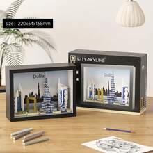 World Landmark Architecture Series, ABS Material, Multi-Piece Frame Set, Children's Building Block Toy Set, Suitable For Desktop Decor/Wall Hanging. Includes: Paris, London, New York, Shanghai, Dubai. Fashionable Gift For Eid, Halloween, Christmas, Back To School And Other Major Holidays. - Multicolor - View 10