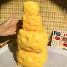 1pc Soft Squeezable Cheese Block, 5cm*5cm, Square Cheese Squeeze Toy, Slow Rebound Stress Relief Toy, Soft Cheese Squeeze Prop, Adult Stress Relief Sensory Toy, Realistic Soft Cheese Toy, Slow Rebound Squeezable Toy - Multicolor - View 5