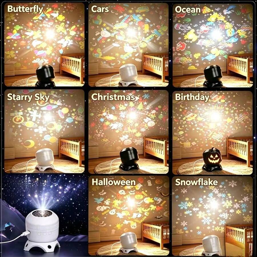 Starry Sky Atmosphere LED Projection With RGB Colors For Bedroom & Indoor Use, Party Gift, No Battery Required, Plug‑In Powered Via Included Cable,Christmas - Holiday - View 1