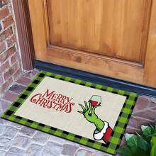 The Grinch The 1PC Christmas Crystal Velvet Floor Mat, Home Living Room Rug, Popular Green Monster Cartoon Print, Suitable For Living Room, Entryway, Doorway Placement, Christmas Home Decor, Create Festive Atmosphere, Practical Holiday Home Decoration - 50 X 80 cm - View 14
