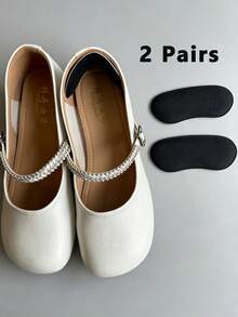 2 Pairs Self-Adhesive Heel Pads, Faux Suede Foam Heel Cushions, Anti-Friction Anti-Slip High Heel Shoe Inserts - Black - View 5