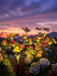1pc Solar Powered Garden Decorative Light - Solar Firefly String Lights With Butterfly Lights - Waterproof IP65 - Outdoor Yard Path Decoration Light, Autumn Decor, Mother's Day Gift For Women, Halloween Decoration, Home Decor - Butterfly Firefly - View 4