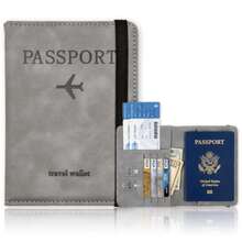 Travel Passport Holder With RFID Blocking - Grey - View 9