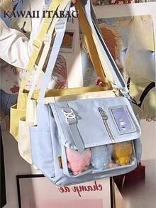 Y2K Japanese Harajuku Style Teen Girls Bookbag 2026 New Transparent Ita Bag Crossbody Bag DIY Badge Display Board Ita Bag - Blue - View 1