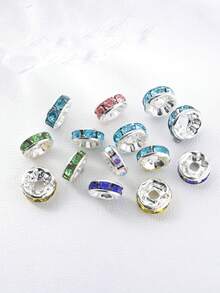 Christmas1/20 Pcs Red Green White 8mm Crystal Rhinestone Spacer Beads Set - Perfect For DIY Jewelry Making, Bracelets, Necklaces And Craft Gifts - Multicolor - View 4