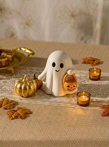 Cirelle 1pc Cute Ghost Pumpkin Decor, Autumn Halloween Home Accent, Suitable For Living Room Mantel, Entryway Table, Bedroom Nightstand, Bookshelf Fall Decoration - one-size - View 1