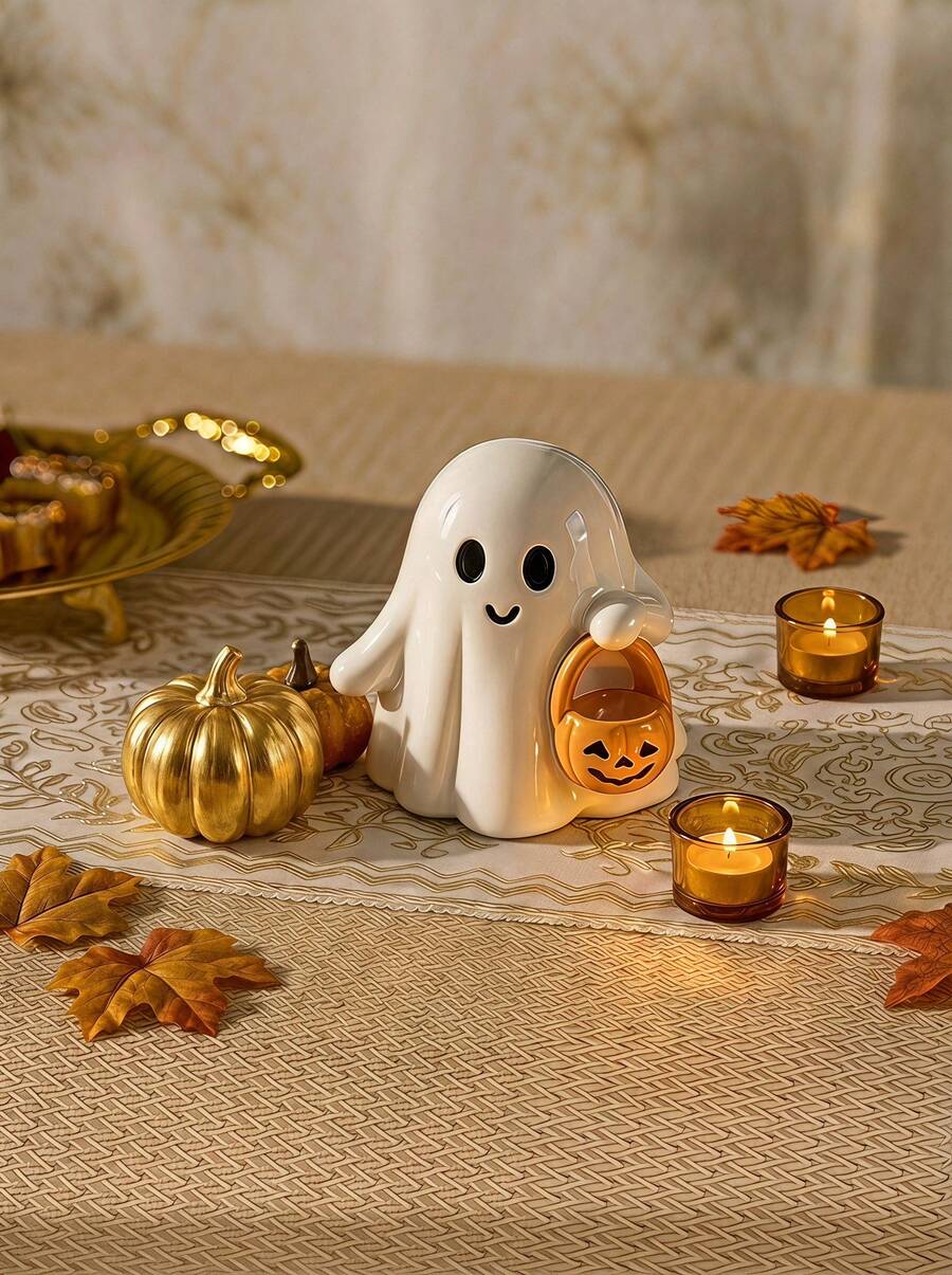 Cirelle 1pc Cute Ghost Pumpkin Decor, Autumn Halloween Home Accent, Suitable For Living Room Mantel, Entryway Table, Bedroom Nightstand, Bookshelf Fall Decoration - one-size - View 1