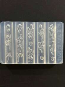 1pc Tulip & Iris Floral 3D Carved Nail Art Silicone Mold DIY Nail Decor - Clear - View 6