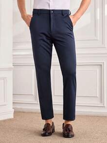 Officeau Men's Light Grey Straight Leg Suit Pants, For Formal Business/Office, Gift For Father/Husband - Light Grey - View 1