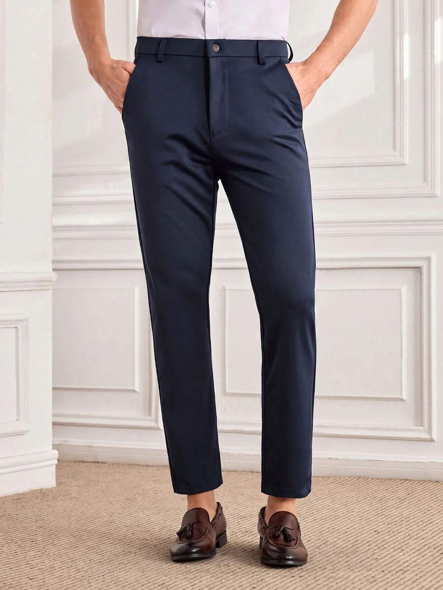 Officeau Men's Light Grey Straight Leg Suit Pants, For Formal Business/Office, Gift For Father/Husband - Light Grey - View 1