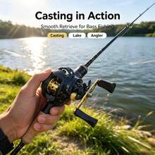 Yellow Lightweight Fishing Reel, 12 Magnetic Brake System, 7.2:1 Gear Ratio, Max Drag 8kg, With Extended Handle, Fishing Tackle, Fishing Reel - Yellow - View 2