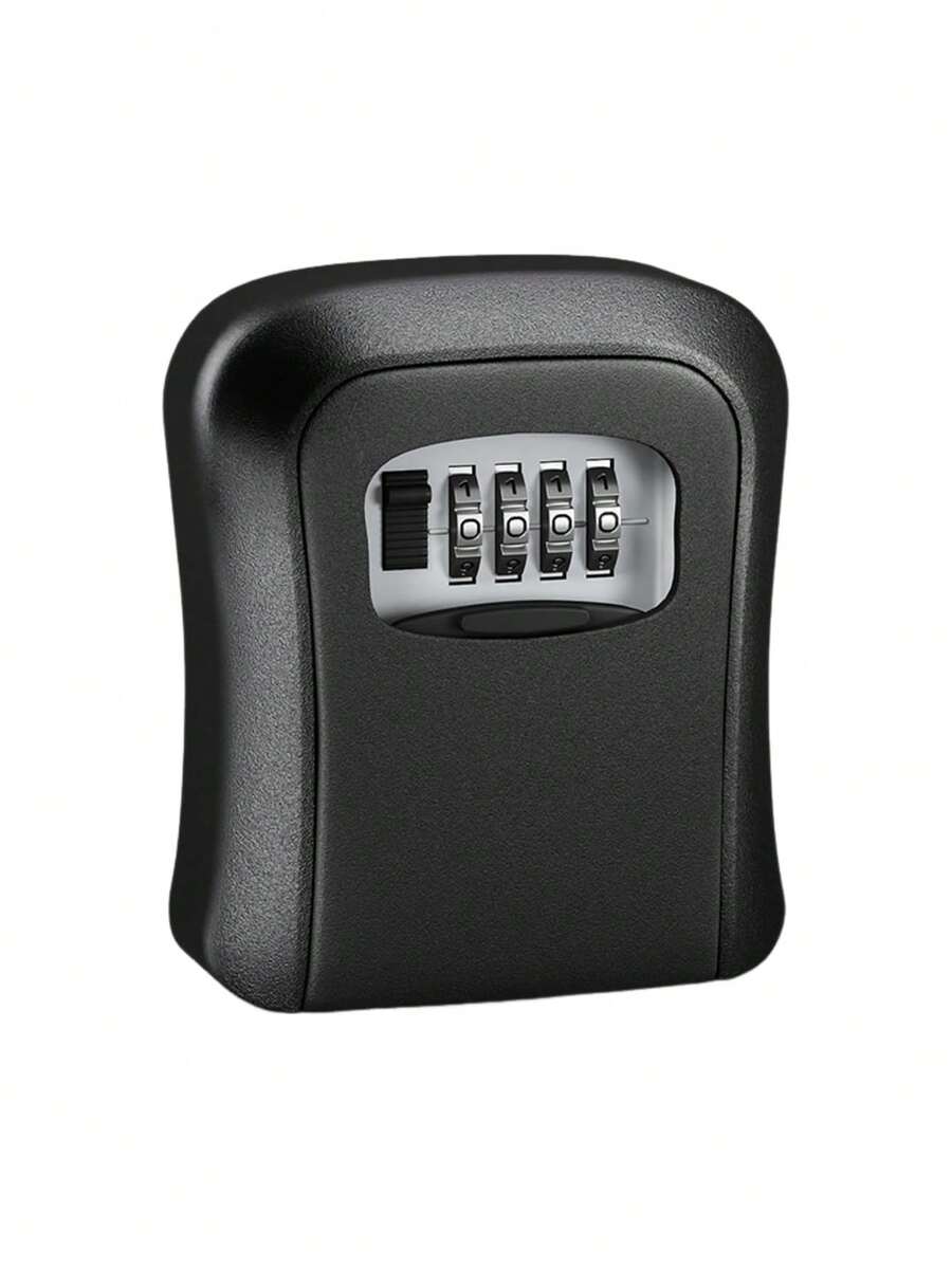 1 Black Portable Password Lockbox, Anti-Theft Storage Box, Small Safe For Valuables. Suitable For Storing Spare Keys During Renovations. - A - View 1