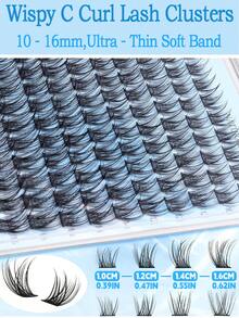YIDUO 110Pcs Wispy C Curl Lash Clusters Individual Cluster Lashes Mixed Length 10‑16mm,Ultra‑Thin Soft Band DIY Eyelash Extensions, Cat Eye Round Eye Look,Reusable False Lashes For Beginners Daily Party Halloween Holiday Makeup Gift - Multicolor - View 2