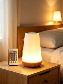 Wood Grain LED Desk Lamp, 13-Color Touch Control Night Light, USB Rechargeable Eye-Protection Atmosphere Light, Touch Control, Suitable For Bedside, Study, Bathroom, Outdoor, Halloween Home Decor - Multicolor - View 3