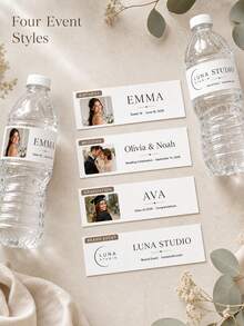 1pc Custom Photo Text Water Bottle Labels, Self‑Adhesive Personalized Bottle Stickers, Wedding Birthday Graduation Brand Event Party Decoration Favors - Multicolor - View 4