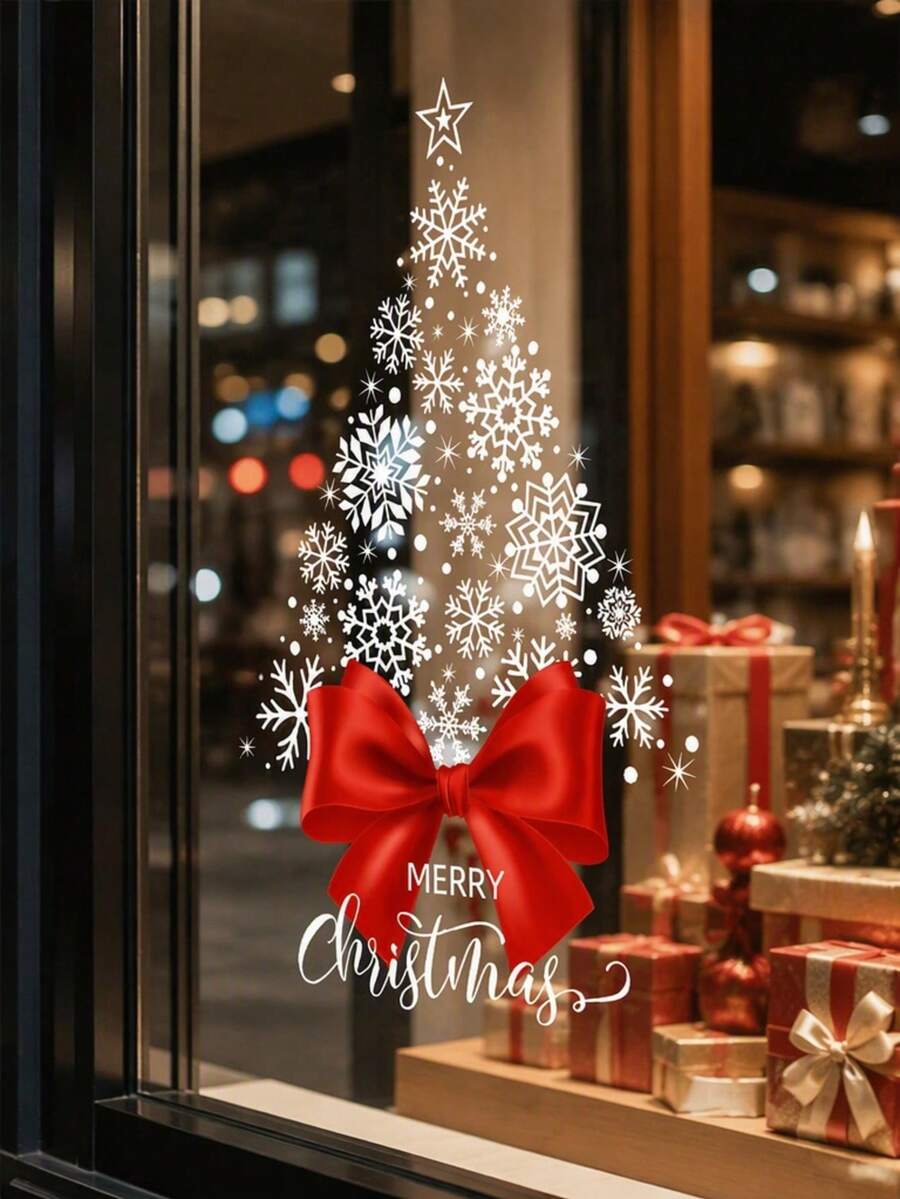 1pc/2pcs/5pcs White Snowflake Christmas Tree Window Decal, 11.81 Inches ...
