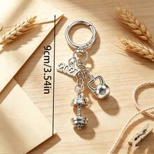1pc Fitness Style Hollow 2027 Number Keychain, Alloy Dumbbell & Kettlebell Combination Pendant, Personalized Sports Style Bag Charm, Unisex Car Key Accessory, Birthday Holiday Gift Small Item - Multicolor - View 4