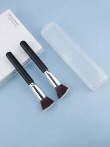 2pcs Makeup Brush Set With Portable Storage Box, 1pc Flat Head Foundation Brush + 1pc Angled Contour Brush, Combination Use For Beginners/Makeup Artists - Multicolor - View 14