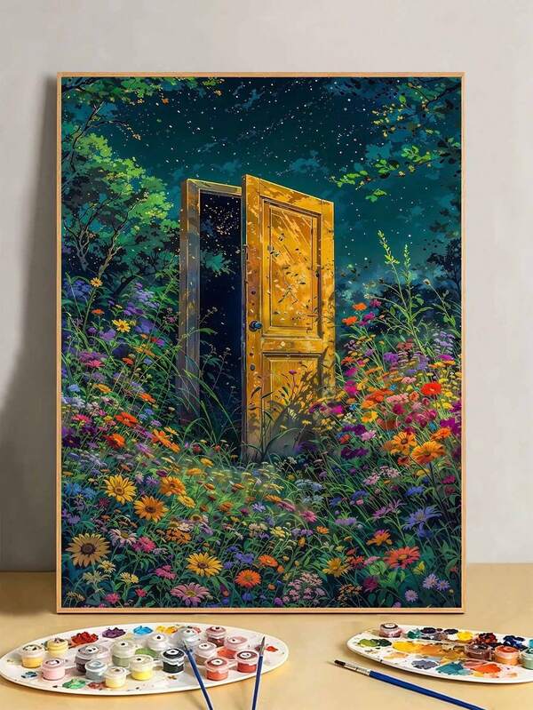 DIY Enchanted Doorway In Flower Garden (Frameless 8x12 / 16x20 Inches) Paint By Numbers Kit(Acrylic) Arts & Crafts For Adult Beginners, Home Wall Decor, And Creative Holiday Gifts
