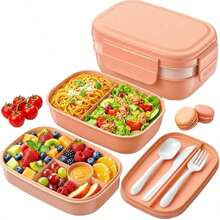 Adult Lunch Box - 3 Stackable Leak-Proof Lunch Boxes For Men And Women - Lunch Box With Utensil Set (Spoon, Knife, Fork), Suitable For Work, Picnic, Dining - Multicolor - View 10