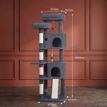 HaluPeit Multi-Tiered Cat Tree Suitable For Corners, Perfect For Small Apartments And Multi-Cat Households. - Dark Grey - View 5