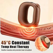Hailicare Rechargeable Ring‑Shaped Heated Body Massager, Fascia Ring Massager,5 Modes & 5 Intensity Levels 45℃ Constant Temperature Heating, Type‑C Charging Cordless Massage Device With Fixing Strap For Multi‑Area Daily Relaxation - Brown - View 3