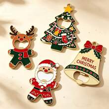 1/2/4pcs Christmas Tree Bottle Opener Creative Metal Beer Bottle Opener Magnetic Fridge Magnet Holiday Decoration Multi-Function Bottle Opener Holiday Decoration Holiday Gift Christmas Halloween - View 1