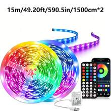 98.4ft 2 Rolls RGB Color Changing LED Strip Lights, APP & Remote Control, Music Sync, Dimmable, Cuttable, USB Interface LED Light Strip, Suitable For Bedroom, Gaming Room, TV And Home Decor, Halloween Decoration - Black Remote Control - View 19