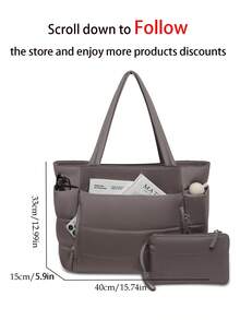 Women's Tote Bag, Lightweight Fluffy Handbag, Suitable For Travel, Work, Beach, Gym, Shopping - Coffee - View 2