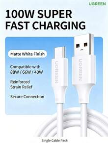 UGREEN L305 USB To Type-C Data Cable, 100W 6A Super Fast Charging, 10,000+ Bend Durability, USB 2.0 40MB/S High-Speed Data Transfer - View 1