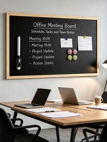Magnetisk skrivtavla med träram, väggmonterad avtorkningsbar memo-displaytavla, utrustad med 4 st 2 cm magneter och 11,5 cm whiteboardpenna, komplett set med upphängningstillbehör, upprepade gånger avtorkningsbar för informationsvisning - Ensidig magnetisk + 2 cm 4 magnetkulor + 11,5 cm vit tavla-penna - Visa 3