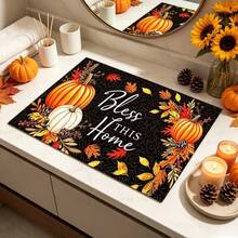 1pc Dish Drying Mat, Coffee Machine Mat, Autumn Pumpkin Blessing Theme Dish Drying Mat, Protects Countertop From Cup And Plate Bumps And Scratches, Suitable For Daily Kitchen Dish Draining, Fits Thanksgiving Autumn Harvest Home Holiday Atmosphere, Multi-Purpose Draining Mat, Home Gift, Tabletop Decoration - XYLSD-1023 - View 5