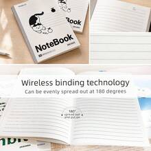 1pc Colorful Cover A5 Glue-Bound Notebook, Hot-Melt Glue Binding, Sturdy And Not Easy To Fall Out, Lined Pages, Smooth Writing, Student Classroom Notebook, Office Daily Record, Practice Book, Multi-Color Cover, Minimalist Soft Cover Notebook - Multicolor - View 3