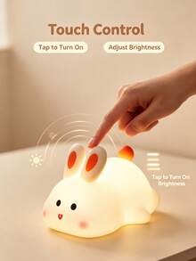 1 Buah Lampu Malam LED Kelinci Putih Isi Ulang, Lampu Suasana Pengisian USB, Lampu Samping Tempat Tidur Cahaya Lembut, Hadiah Dekorasi Kamar Tidur, Dekorasi Kamar Kawaii, Cocok Untuk Ibu dan Bayi, Menyusui di Malam Hari, Lampu Samping Tempat Tidur Pelindung Mata Anak, Hadiah Ulang Tahun, Lampu Meja Kecil Suasana Romantis, Cahaya Hangat, Mainan Bercahaya - MultiWarna - View 2