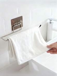 Bathroom Towel Rack, Bathroom Accessories, Adhesive Towel Rack, Wall-Mounted Bathroom Towel Rack, Bathroom Storage, Towel Hook, Bath Towel Rack, Bathroom Shelf, Bathroom Furniture, Toilet Shower Storage, Towel Rack, Bathroom Decor - Multicolor - View 9