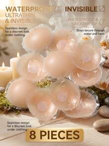 Reusable Silicone Nipple Covers For Women, Adhesive Seamless Invisible Breast Pads, Suitable For Backless Dresses And Daily Wear, Nude Color, Provides Smooth Appearance And Discreet Coverage Under Clothing, Tops And Blouses - Multicolor - View 8
