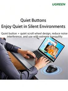 UGREEN Wireless Bluetooth Dual-Mode Mouse, Electromagnetic Side Dual Scroll Wheels, Quiet Noise Reduction Programmable Buttons, 4-Level DPI Adjustment, Universal Business Office Computer Mouse - View 7