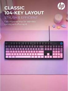 HP Keyboard berkabel K500Y dengan 104 tombol yang dicetak di samping ini meniru nuansa keyboard mekanik sejati, menawarkan pengoperasian yang tenang dan lampu latar yang cerah untuk pekerjaan kantor yang efisien dan permainan yang lancar. - View 5