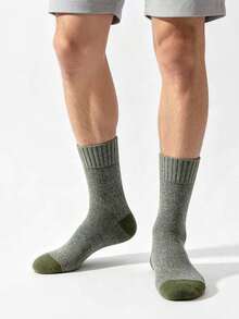 3/5 Pairs Men's Thermal Lined Warm Winter Socks - Comfortable & Warm, Suitable For Hiking, Fishing | Soft Polyester Blend | Machine Washable - Multicolor - View 3