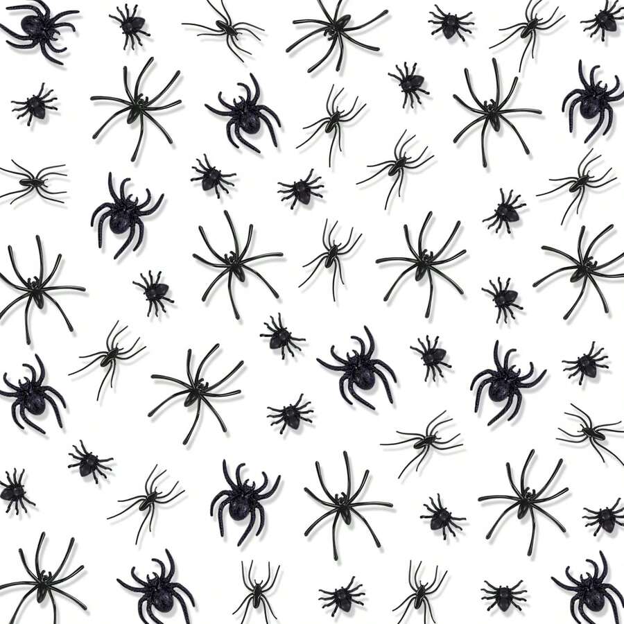 2/10/20/30/40/60pcs Mini Realistic Plastic Black Spider Toys, Simulated Insect Prank Props For Halloween Party Supplies