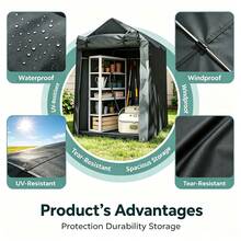 Extra Large Outdoor Bike Shelter Tent - UV Protection, Fits 2-4 Bikes, Portable & Foldable For Garage/Garden Storage - Black - View 4