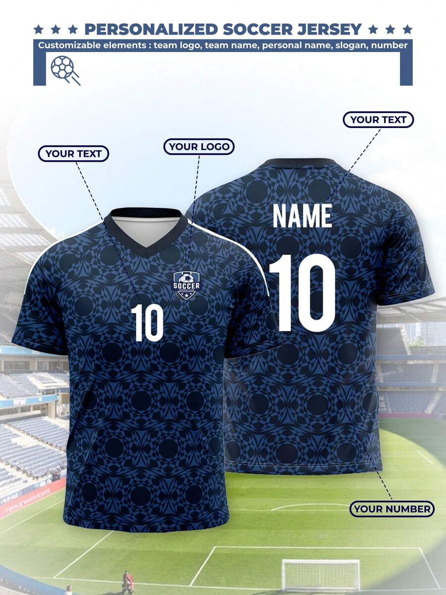 Kaos Kustom untuk Jersey Tandang New York City FC Musim 2026-27, dengan LOGO, Nomor, Nama Tim, dan Nama Pemain yang Dipersonalisasi. - Biru - View 1