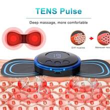 EMS-nackmassageapparat med LCD-display, 8 lägen, pulserande muskelstimulator för nacke, axlar och rygg, batterikapacitet: 150mAh - Svart - Visa 12