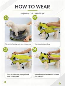 Metglad Dog Winter Coat, All‑In‑One Harness Pet Cold‑Weather Jacket, Night Reflective Dog Snow Coat, Fleece‑Lined Belly‑Protection Outdoor Vest For Small Medium Large Dogs - Mustard Yellow - View 9