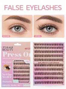 120pcs Lashes No Glue Needed+Fake Lashes Tweezers Natural Fibers, Long Curls, Clear Roots, Self Adhesive Lashes, Enlarged Eyes, Light And Non Irritating, Suitable For Daily Commuting Makeup - View 9