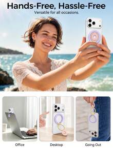 EIGIIS Dual Ring Magnetic Phone Stand, Compatible With Phone 17/16/15/14/13/12, Multi-Functional Stand For Office, Gym, Kitchen And All Metal Surfaces, With Finger Ring Grip - Multicolor - View 5